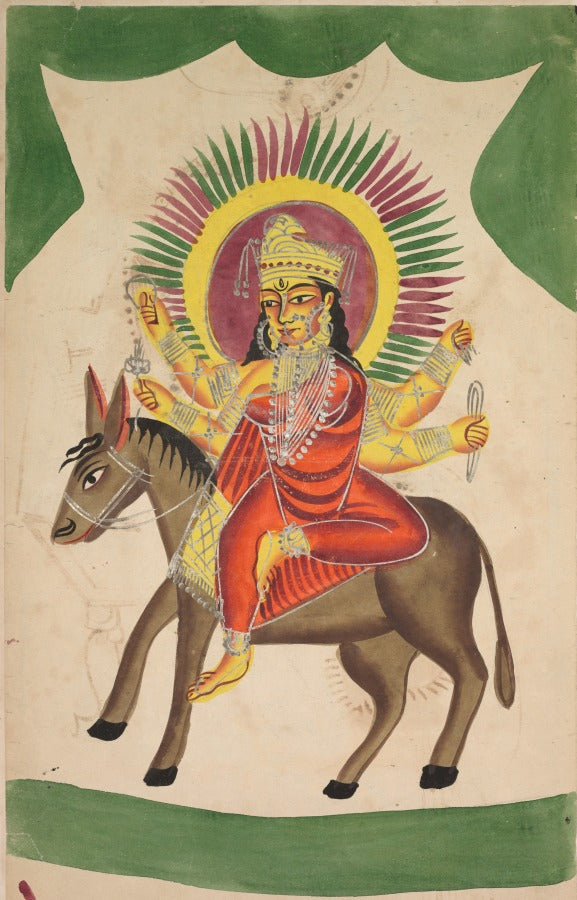 Sheetaladevi The Smallpox Goddess recto, from a Kalighat album by  - Classic Art canvas print
