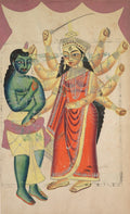 Durga verso, from a Kalighat album by  - Classic Art canvas print