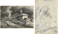 Landscape with Cottage recto Studies of Heads verso by Thomas Monro (British, 1759–1833) - Classic Art canvas print