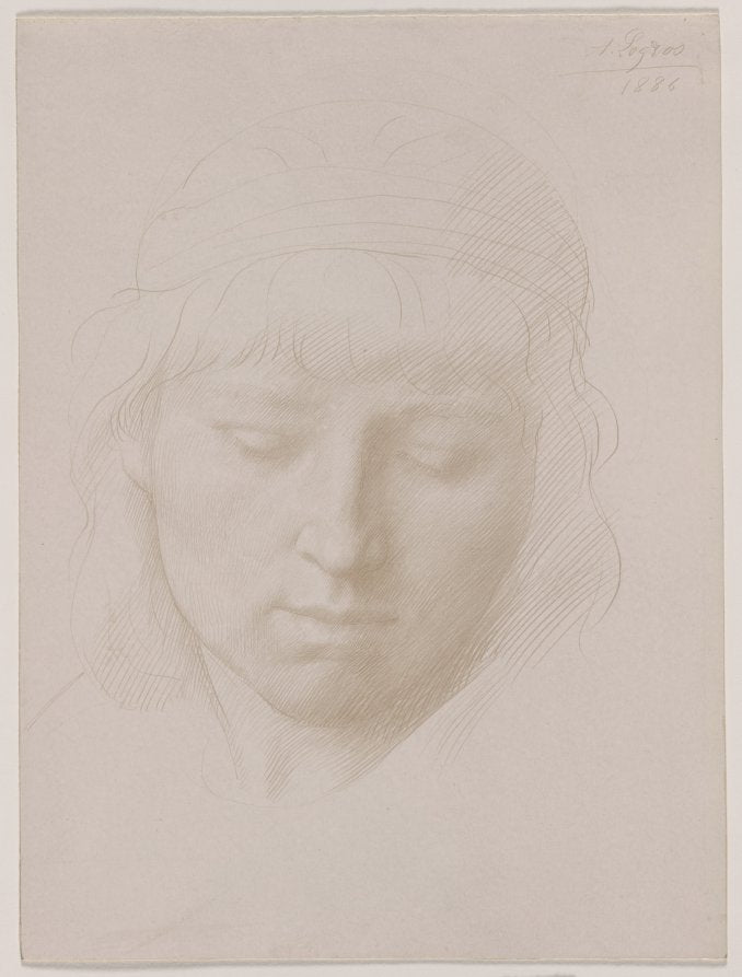 Head of a Man by Alphonse Legros (French, 1837–1911) - Classic Art canvas print