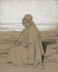 A Seated Shepherdess by Jules Dupré (French, 1811–1889) - Classic Art canvas print