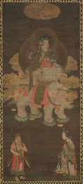 Shakyamuni Triad Buddha Attended by Manjushri and Samantabhadra Bodhisattva with Elephant by  - Classic Art canvas print