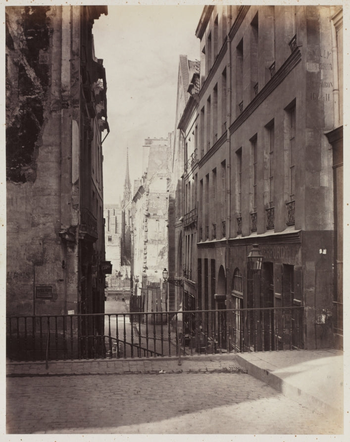 Rue Jean-de-Beauvais. Vue prise de la rue des coles vers la boulevard Saint-Germain, en travaux by Charles Marville (French, 1813–1879) - Classic Art canvas print