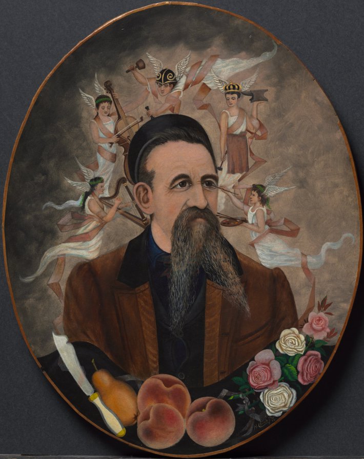 Self-Portrait with Five Muses by Henry Church (American, 1836–1908) - Classic Art canvas print