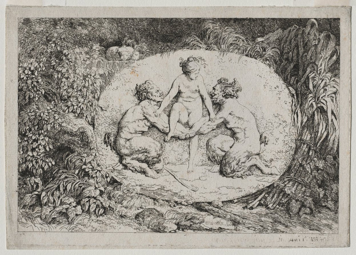 Bacchanales Nymph Supported by Two Satyrs by Jean-Honoré Fragonard (French, 1732–1806) - Classic Art canvas print