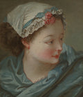 Head of a Young Woman by François Boucher (French, 1703–1770) - Classic Art canvas print