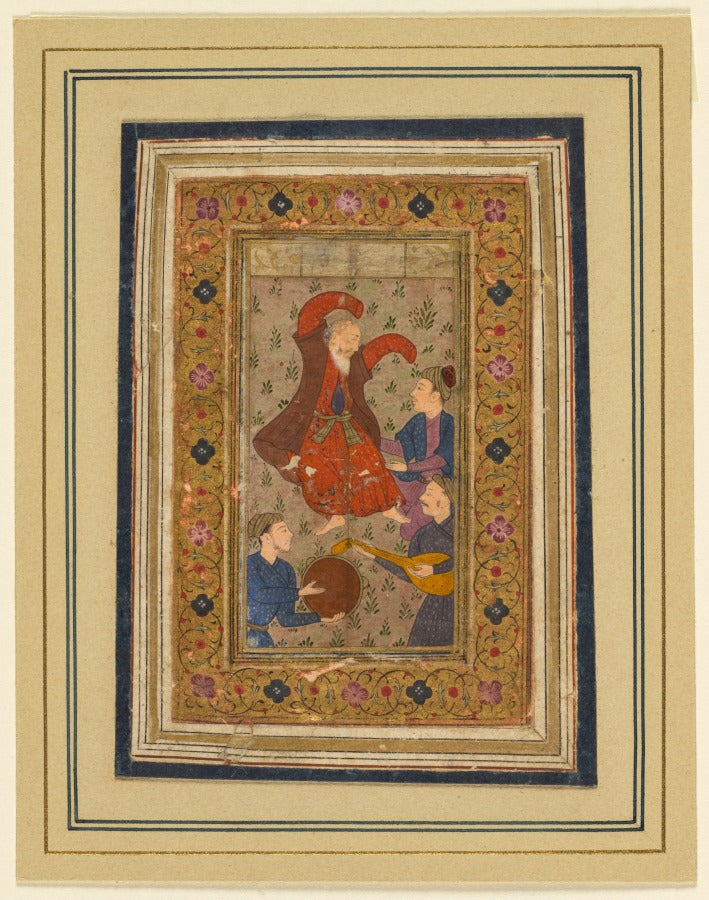 A dancing dervish and three musicians, from a Divan Collected Poems of Urfi Persian, 15551591 by  - Classic Art canvas print