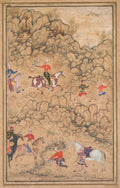 Hunting with falcons in a landscape recto by Abd al-Samad (Persian, c. 1510–1600) - Classic Art canvas print