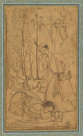 A holy man prostrating himself before a learned prince by Manohar (Indian, active late 1500s) - Classic Art canvas print