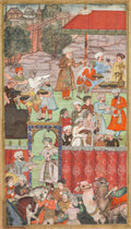 A feast for Babur hosted by his half-brother Jahangir Mirza in Ghazni in May 1505, from a Babur-nama Memoirs of Babur by Basavana (Indian, active c. 1560–1600) - Classic Art canvas print