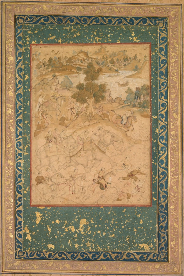 Akbar supervising the capture of wild elephants at Malwa in 1564, painting 90 from an Akbar-nama Book of Akbar of Abul Fazl Indian 15511602 by Farukh Chela (Indian) - Classic Art canvas print