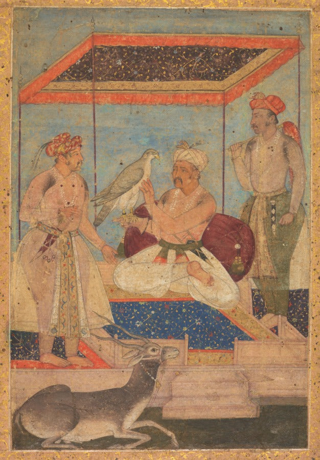 Akbar and Jahangir Examine a Ghir Falcon while Prince Khusrau Stands Behind by  - Classic Art canvas print