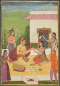 A prince conversing with a woman while taking refreshments on a terrace recto by  - Classic Art canvas print