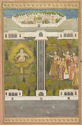Mahliqa, Daughter of the Emperor of China, Pointing at the Bird-Man Khwaja Mubarak A Leaf from a Poetical Romance Relating to Shah Alam I verso Stenciled Scenes of Lion and Gazelle verso by  - Classic Art canvas print