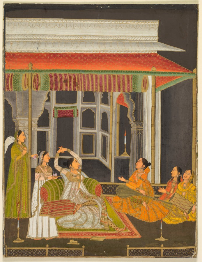 A Princess on a Terrace with Attendants at Night recto by  - Classic Art canvas print