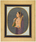 Court lady singing and playing the vina by Muhammad Rizavi Hindi (Indian, active mid-1700s) - Classic Art canvas print