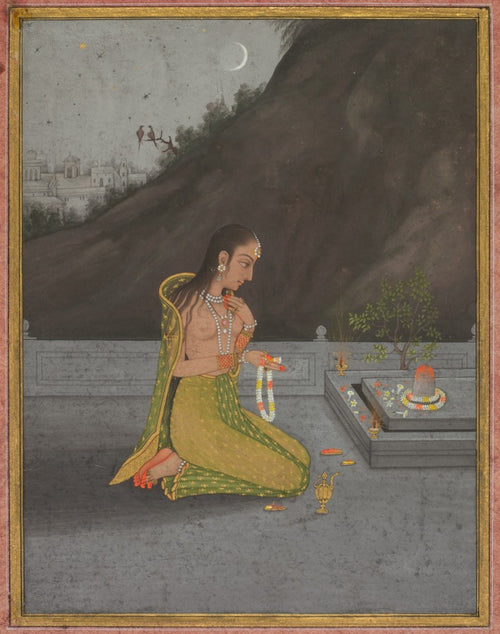 A Night Scene of Shiva Puja recto by Muhammad Rizavi Hindi (Indian, active mid-1700s) - Classic Art canvas print