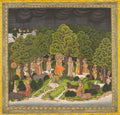 Radha and Krishna meet in the forest during a storm by  - Classic Art canvas print