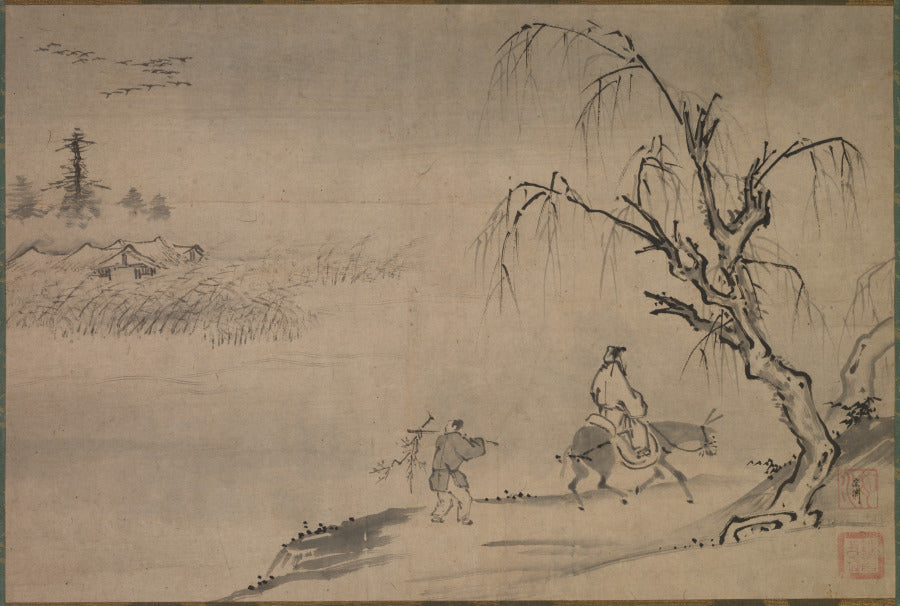 Chinese Literatus in an Autumn Landscape by Josui Sōen (Japanese, active c. 1489–1500) - Classic Art canvas print