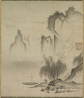 Figure Mooring a Boat by Kannan (Japanese, active mid-1500s) - Classic Art canvas print
