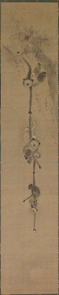 Gibbons Reaching for the Moon by Kano Tan’yū (Japanese, 1602–1674) - Classic Art canvas print