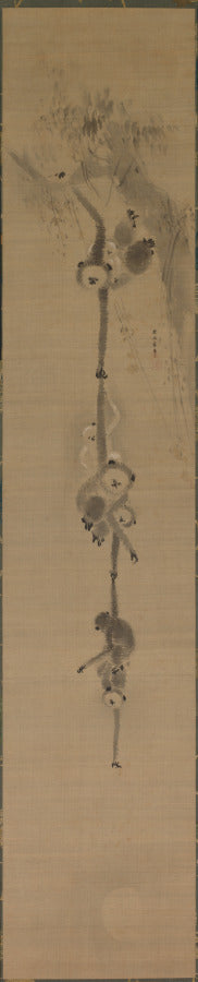Gibbons Reaching for the Moon by Kano Tan’yū (Japanese, 1602–1674) - Classic Art canvas print