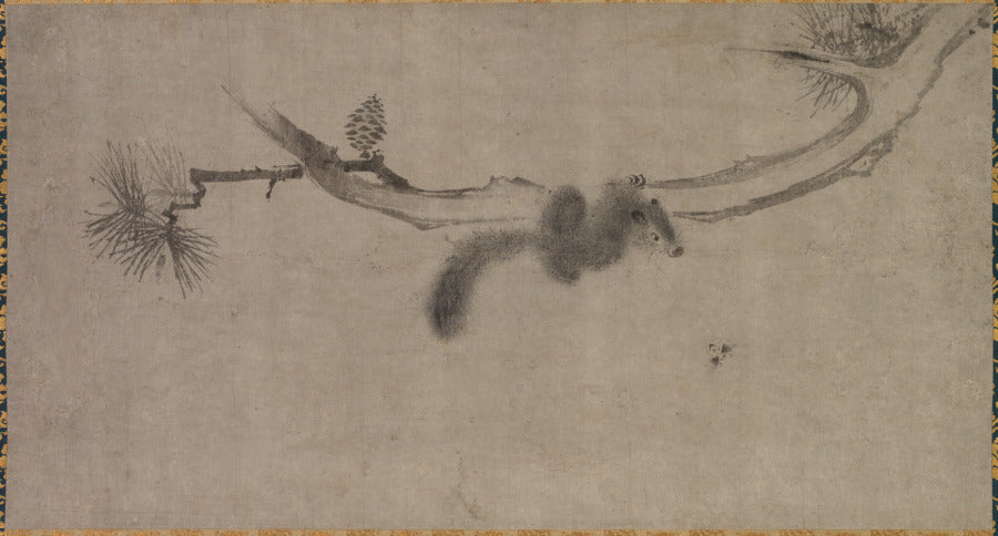 Squirrel on a Pine Branch by Song Tian (Chinese, active 1300s) - Classic Art canvas print