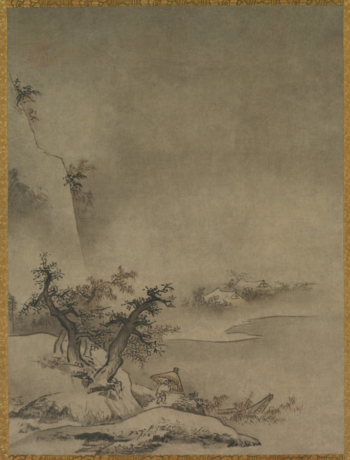 Chinese Servant Walking in the Rain by Gakuō Zōkyū (Japanese, active about 1482–1514) - Classic Art canvas print