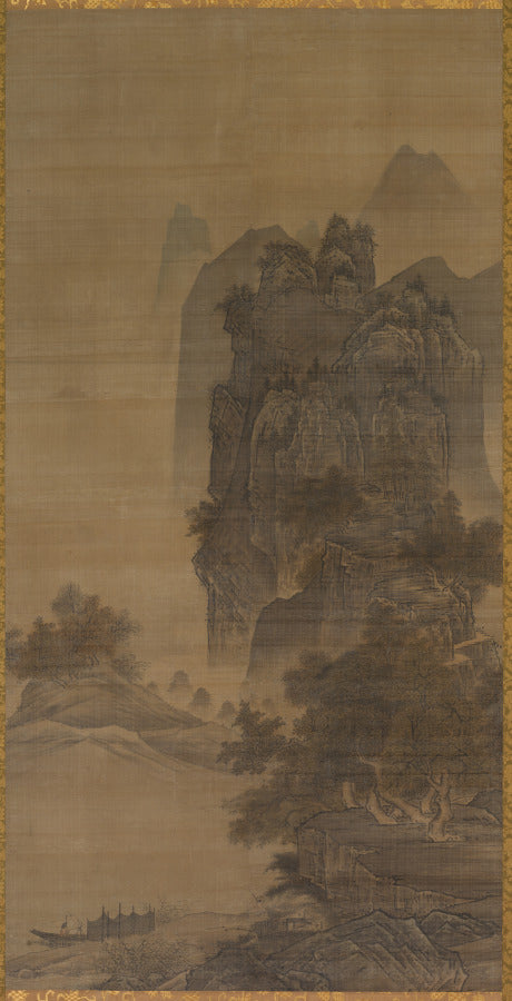 Sunset Glow over a Fishing Village, from Eight Views of Xiao-Xiang by Sesshū Tōyō (Japanese, 1420–1506) - Classic Art canvas print