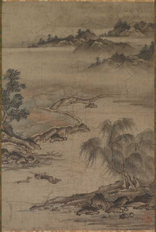 Farming and Herding Buffalo in Summer by Kano Hideyori (Japanese, active mid- to late 1500s) - Classic Art canvas print