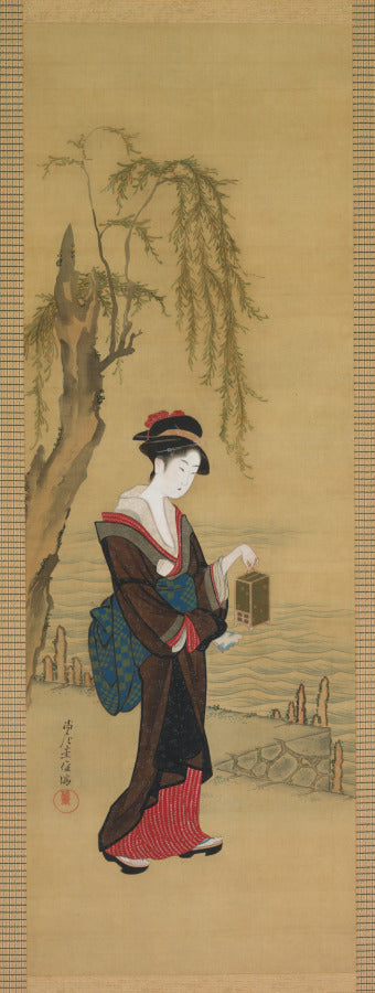 Beauty with Fireflies by Kubo Shunman (Japanese, 1757–1820) - Classic Art canvas print