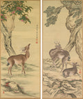 Symbols of Longevity Deer under Peach and Pine by Toda Tadanaka (Japanese, 1761–1823) - Classic Art canvas print