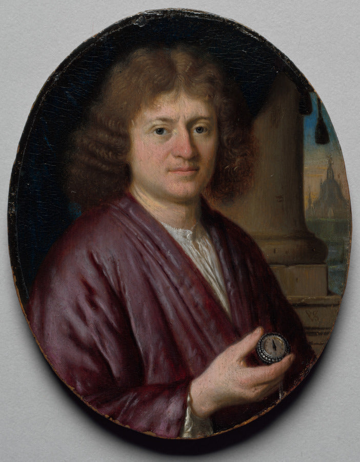 Portrait of a Man Holding a Watch by Pieter Cornelisz van Slingelandt (Dutch) - Classic Art canvas print