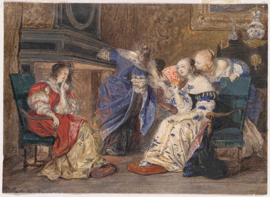 Women in an Interior by Paul Delaroche (French, 1797–1856) - Classic Art canvas print
