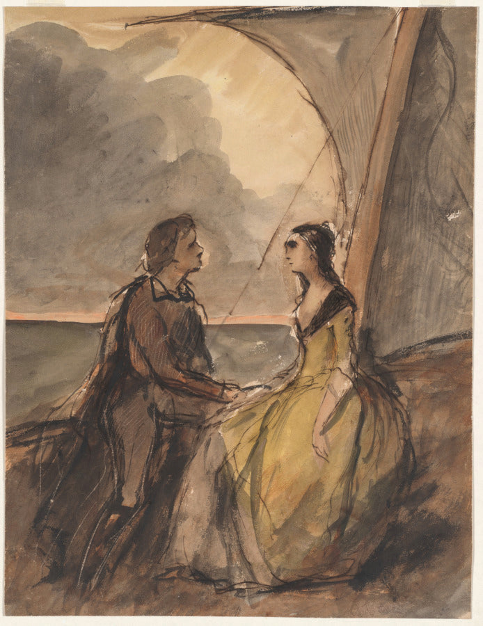 Seated Man and Woman by Célestin François Nanteuil (French, 1813–1873) - Classic Art canvas print