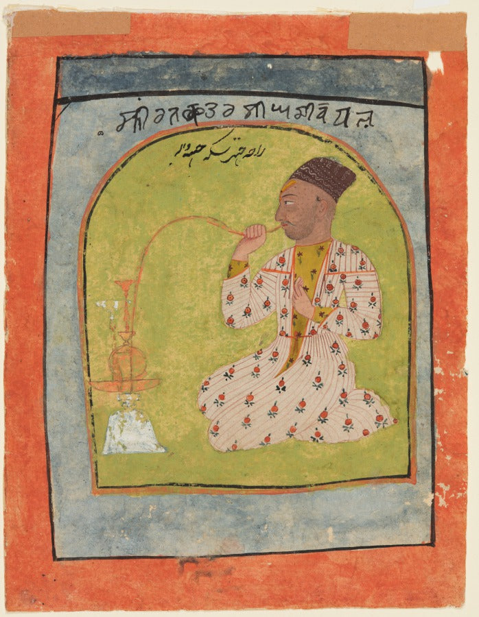 Posthumous portrait of Raja Chhatar Singh of Chamba smoking a hookah by  - Classic Art canvas print