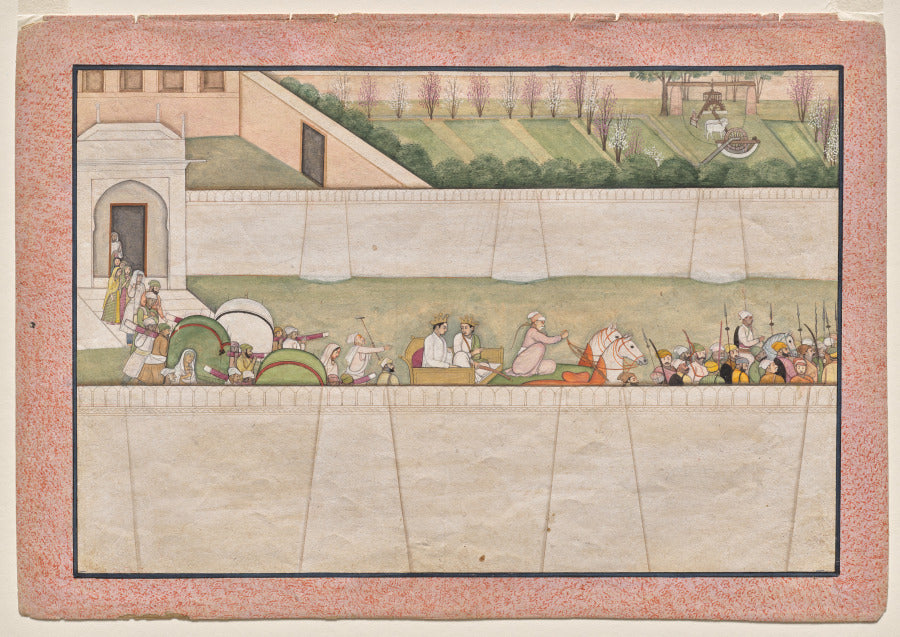 Ramas brothers Bharata and Shatrughna set out from Ayodhya to find Rama and Lakshmana in the forest to inform them of the death of their father Dasharatha, from Chapter 77 of the Ayodhya Kanda Book of Ayodhya of a Ramayana Ramas Journey by  - Classic Art canvas print