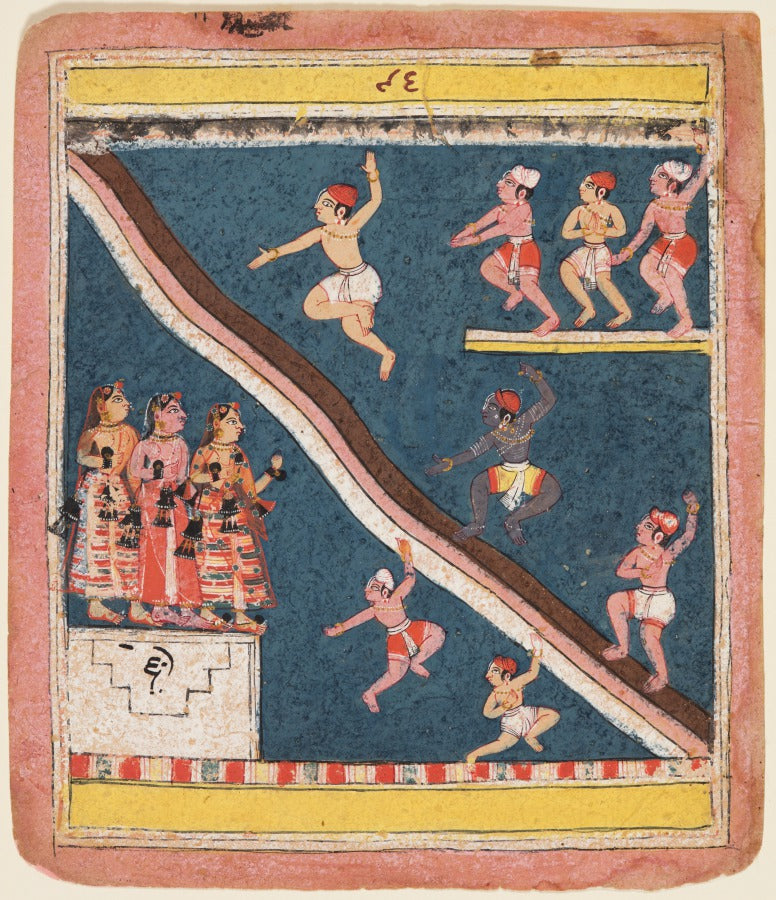 Krishna and the Cowherds Dive into the River, from a Rasikapriya by  - Classic Art canvas print
