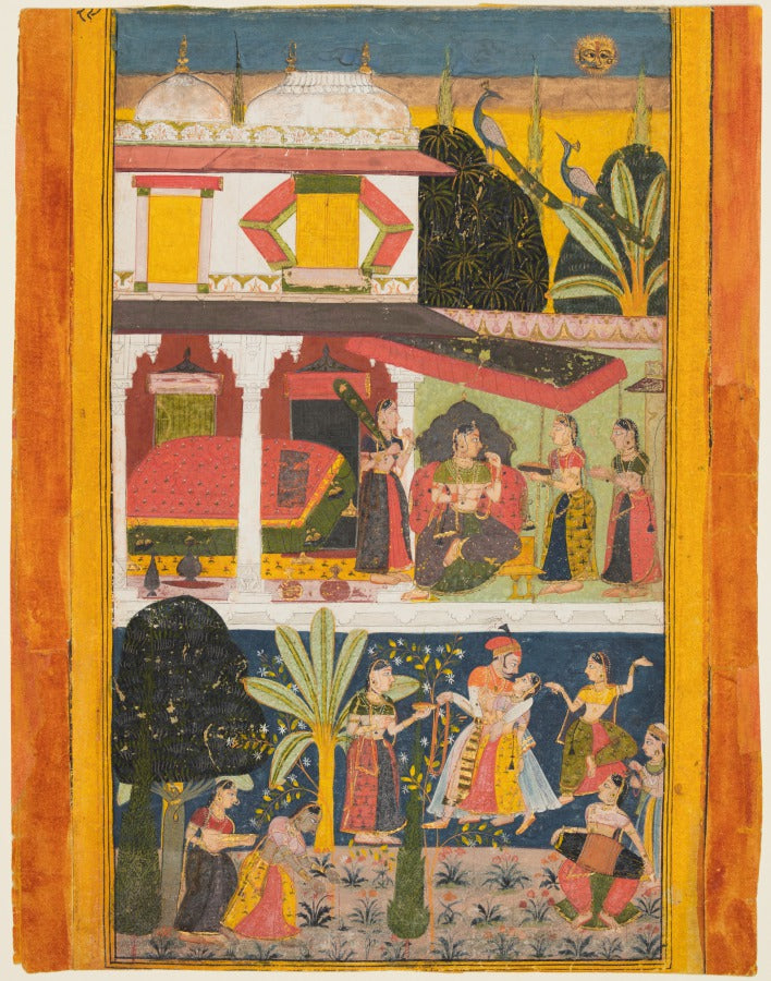 A Heroine and Her Paramour Malavi Ragini, from a Ragamala by  - Classic Art canvas print