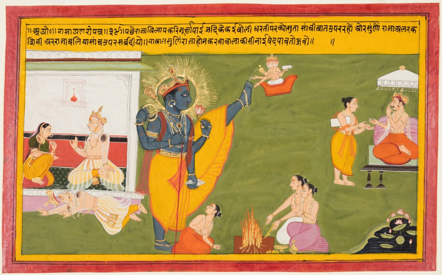 Queen Kaikeyi reminds King Dasharatha about the sacrifices of King Bali and King Shivi, folio 39 from the Ayodhya Kanda Book of Ayodhya of a Ramayana Rama's Journey by  - Classic Art canvas print