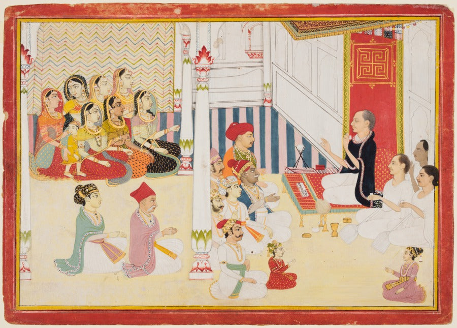 Shvetambara Jain Teacher Giving Instruction by Sahib Ram (Indian, active 1745–1803) - Classic Art canvas print