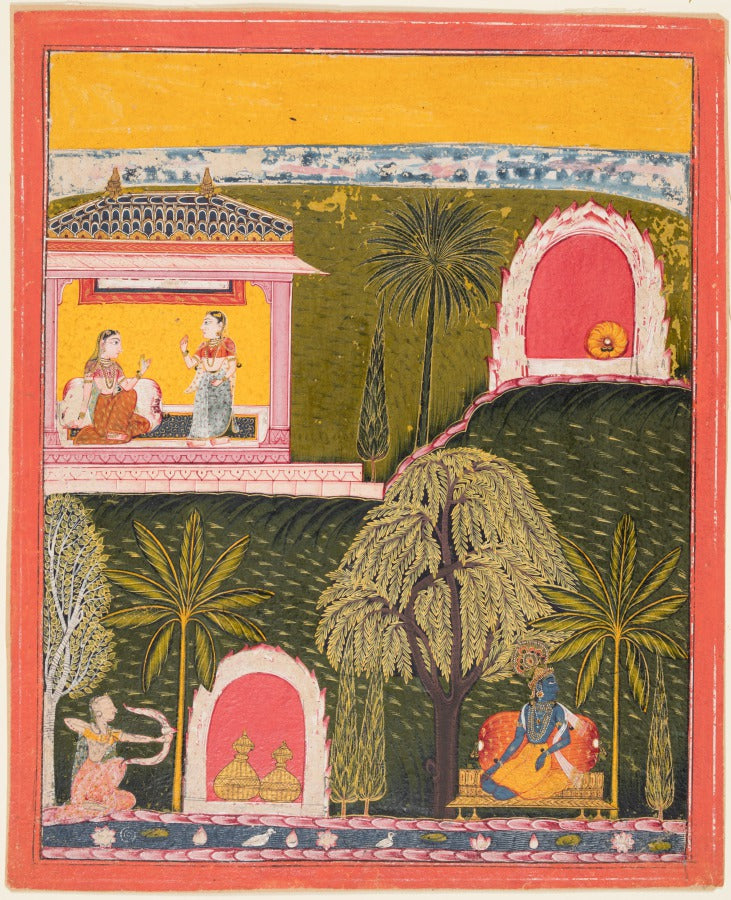 Rati, the Goddess of Erotic Love, Takes Aim at Krishna, from a Rasikapriya by  - Classic Art canvas print