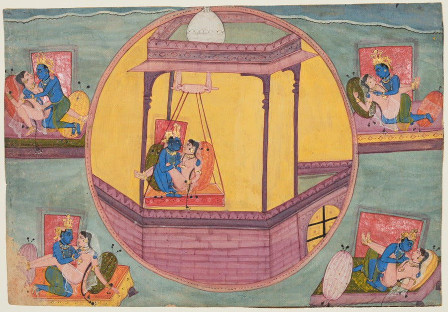 Five Poses of Krishna Making Love, from a Bikaner Bhagavata Purana by  - Classic Art canvas print