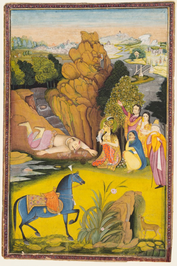 Farhad Kills Himself After Hearing the False News of Shirins Death by Amar Das Bhatti (Indian, active 1800s) - Classic Art canvas print