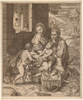 The Holy Family La Perla after Raphael by Battista Angolo del Moro (Italian, 1514–1575) - Classic Art canvas print