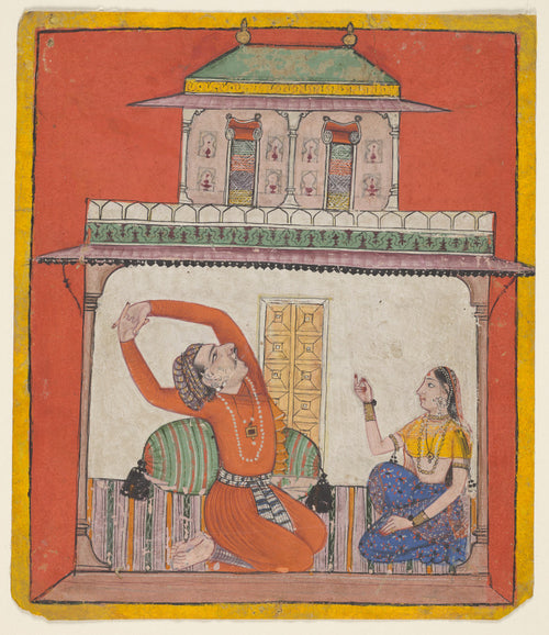 A couple in their chamber in early morning Vighada Ragaputra of Shri Raga, from a Ragamala by  - Classic Art canvas print
