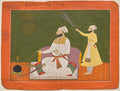 Raja Bikram Singh of Guler smoking a hookah by  - Classic Art canvas print