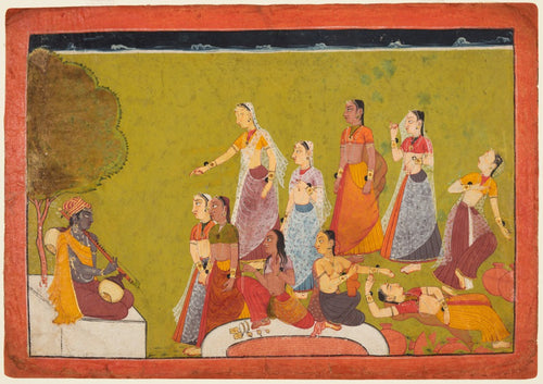 A group of women in ecstasy before Madhava, folio 4 from a Madhavanala-Kamakandala by  - Classic Art canvas print