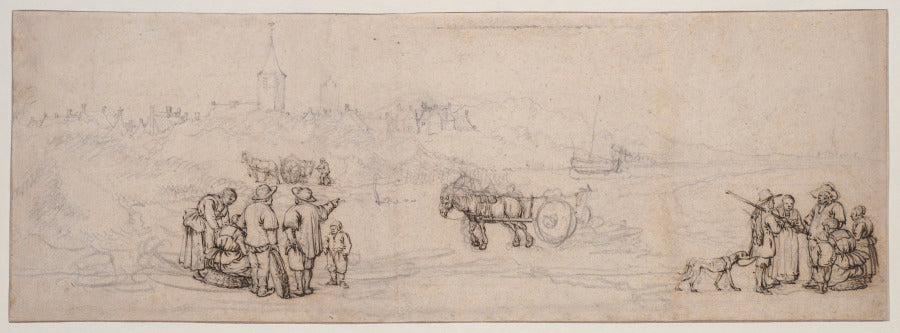 Dune Scene with Peasant Figures by Willem van de Velde (Dutch, c. 1611–1693) - Classic Art canvas print
