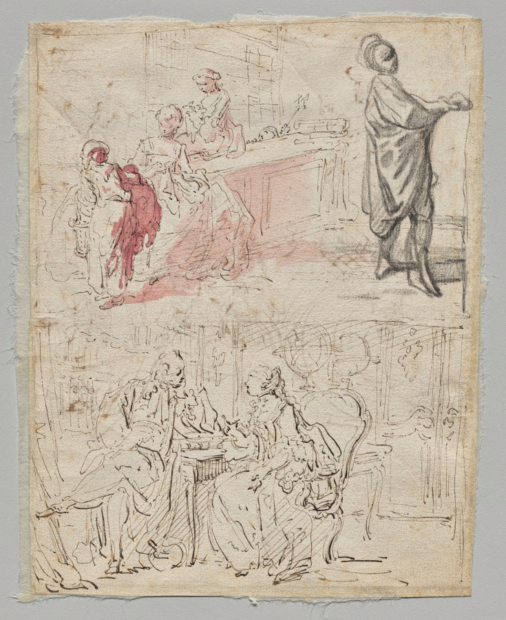 Theatre Scene recto by Gabriel de Saint-Aubin (French, 1724–1780) - Classic Art canvas print